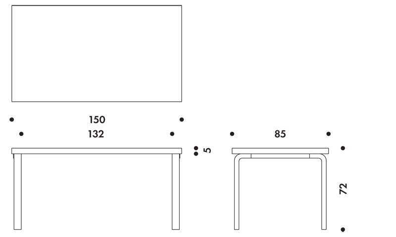 【値下げ】82A アアルトテーブル  W150×D85 Artek